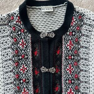 Koret Nordic looking Black, Red, and Gray Women's Cardigan